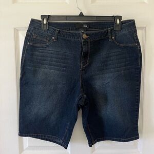 1822 Denim Dark Wash Denim Shorts - PLUS SIZE